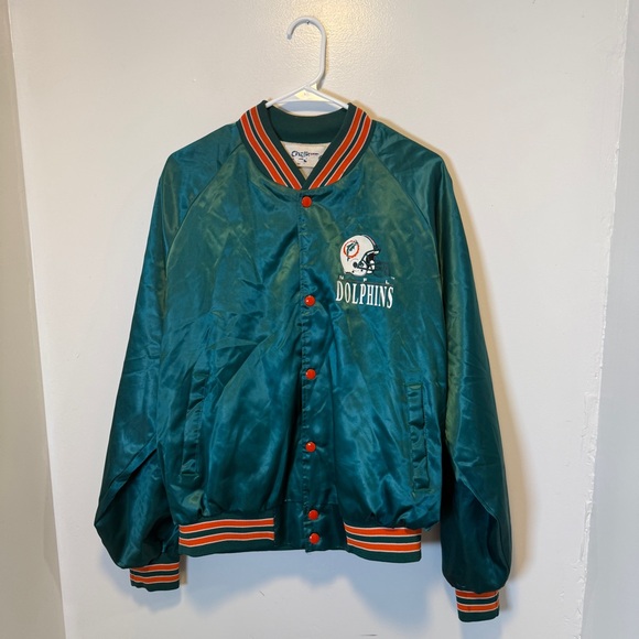 NFL Other - NFL 1991 Miami Dolphins vintage chalk line satin‎ bomber jacket men's size large